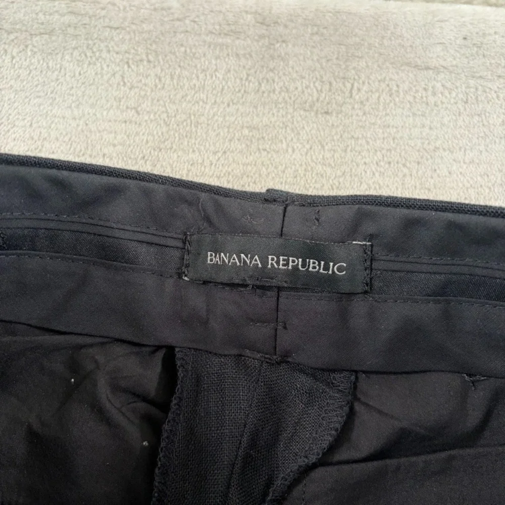 Banana Republic Palma Straight-Leg Linen Pleated‎ Pants in Black Women 26 NWOT